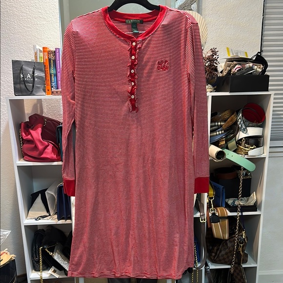 Ralph Lauren Other - Red Striped Long Sleeve Henley Dress